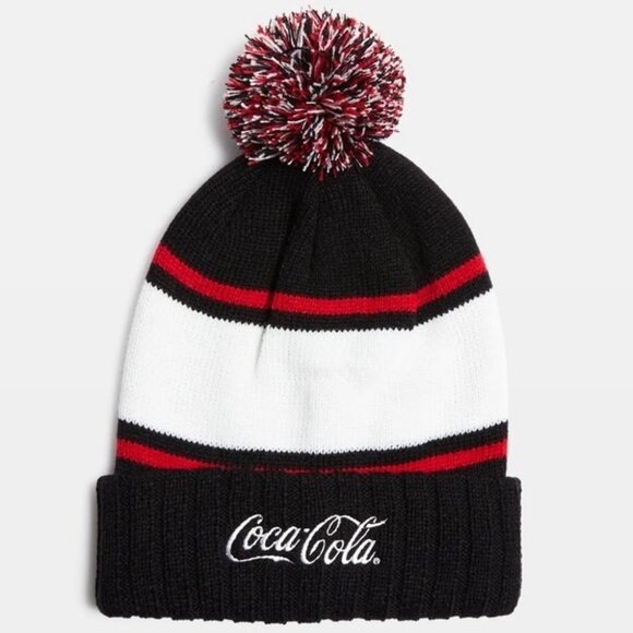 Nwt American Needle Coca Cola Pom Pom Beanie Pillow Line Black Ivory Red New Tag - Picture 2 of 10